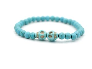 Turquoise Gemstone Skull Bracelet by LRV – UK 101