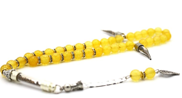 One of a Kind Yellow Agate Gemstone Prayer Beads Only by Luxury R Visible LRV BS50K
