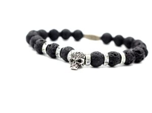 Black Lava Stone Skull Bracelet by LRV