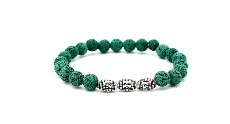 By LRV, Green Lava Stone Bracelet Gem-UK