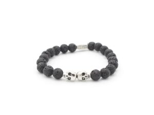 Luxury Black Lava stone skull bracelet Gem591